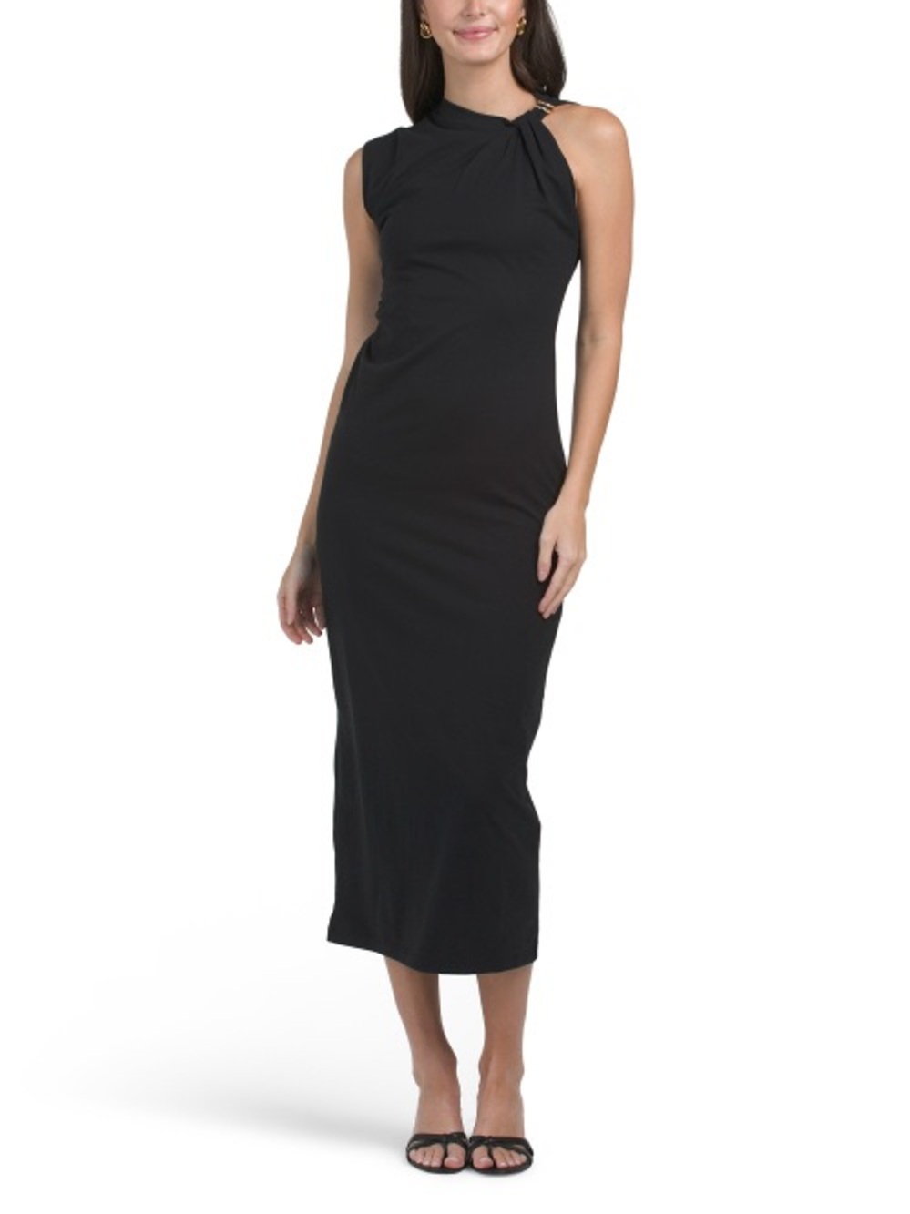 10 Crosby Derek Lam Black One-Shoulder Midi Dress